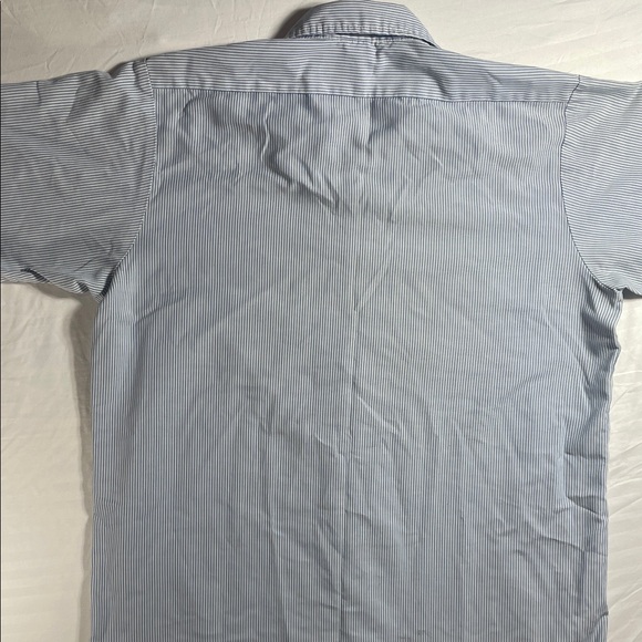 Vintage Men's Light Blue Striped Short Sleeve Button-Down Shirt - Picture 8 of 8
